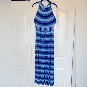 Calvin Klein Jersey Maxi dress. Blue stripe. SZ 6